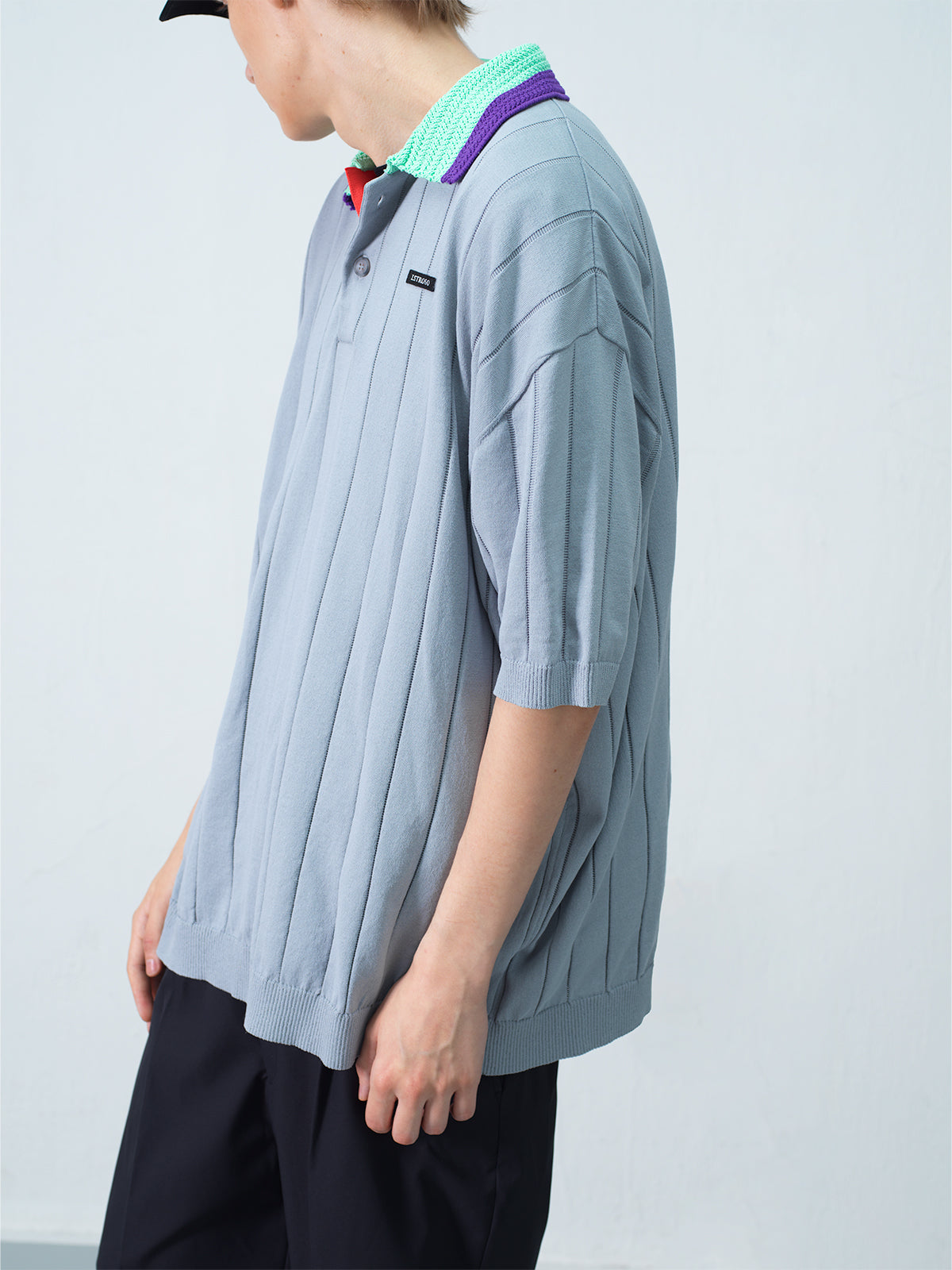 OVERSIZED TEXTURE POLO GR