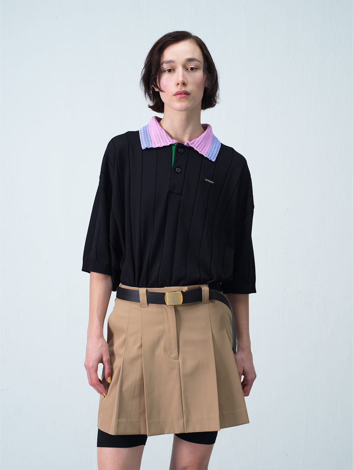 OVERSIZED TEXTURE POLO BK